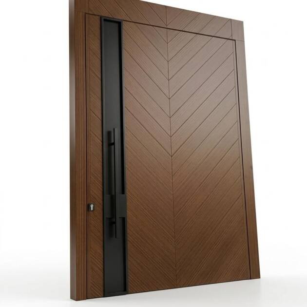 باب ألمنيوم بمظهر خشبي مودرن - مقاس (150 × 245 سم)