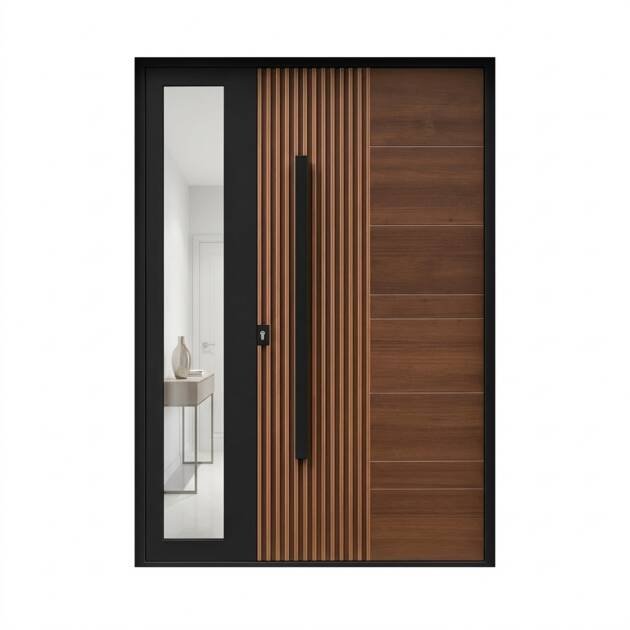 باب المنيوم مظهر فاخر: يجمع بين جمال الخشب وقوة الألمنيوم